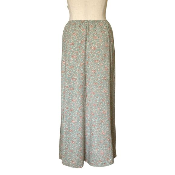 A. Byer Vintage Green Floral A-line button down Maxi Skirt Size M - Picture 5 of 10